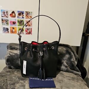 Dooney & Bourke Black Shoulder Bag with Tassel Detail